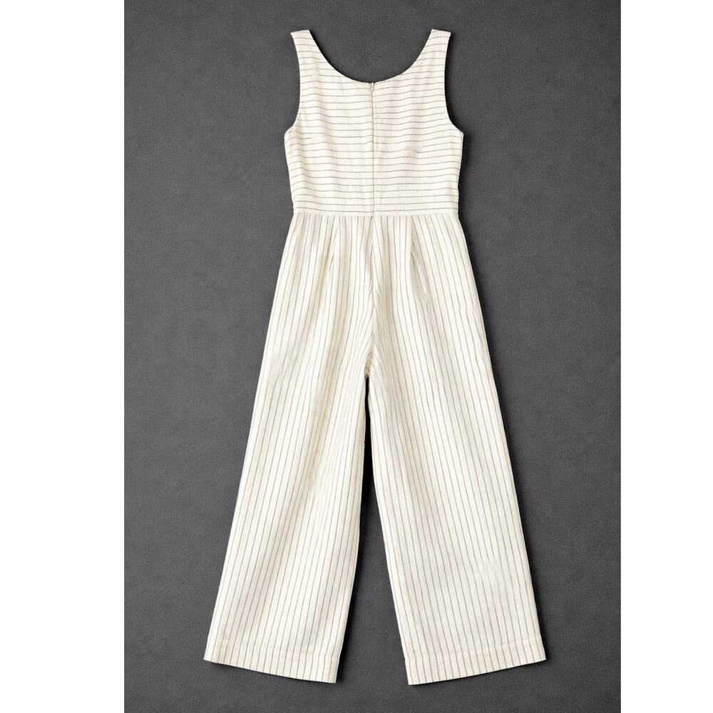 Rachel Zoe Linen Cotton Blend Black Striped Wide Leg Jumpsuit Women’s Size 4 - Picture 3 of 7